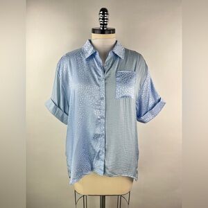 💚 3382. Lightweight Button Front Short Sleeve Blouse